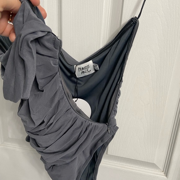 Princess Polly Raney Bodysuit Size 2 Gray Strapless New With Tag - Picture 4 of 9